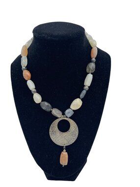 Faceted Gemstone & Sterling Silver Pendant Necklace Multi-Color 16 In Pre-Owned